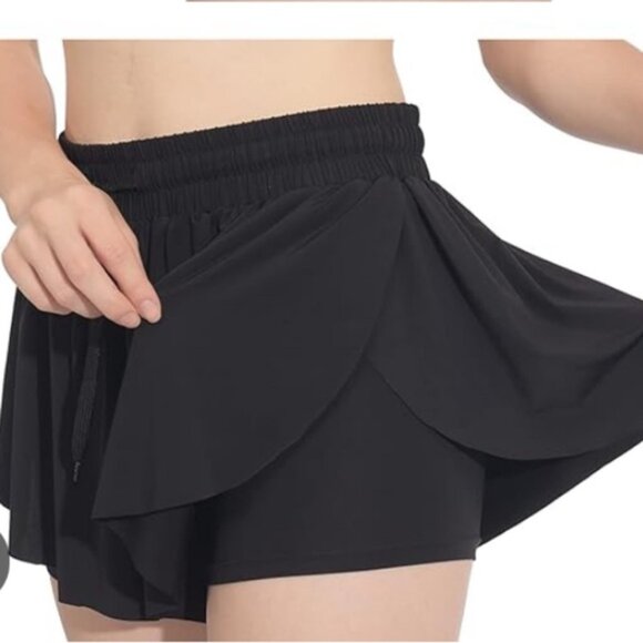 All In Motion Black Running Shorts With Tulip Skirt Overlay - Picture 1 of 9